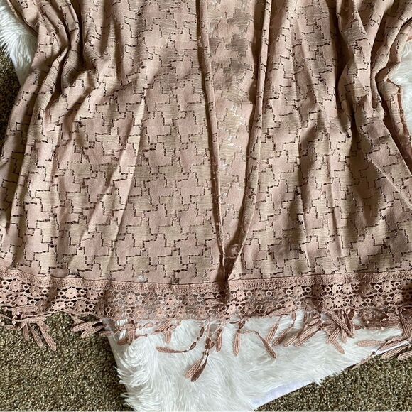 Ellen Tracy Lace Fringe Pink Kimono NEW One Size - Picture 6 of 8